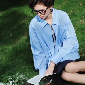 Women's Premium Cotton Loose-Fit Shirt, Casual Everyday Blouse