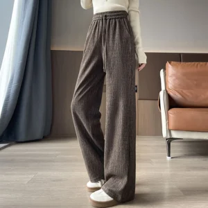Women's High-Waist Drawstring Wide-Leg Sweatpants, Loose Casual Trousers