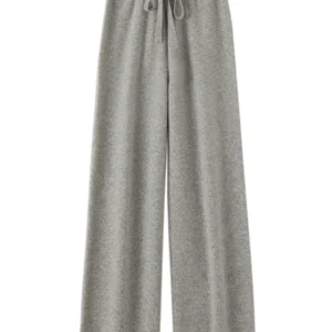 Women's 100% Merino Wool Wide-Leg Knit Pants, Soft Loose Winter Trousers