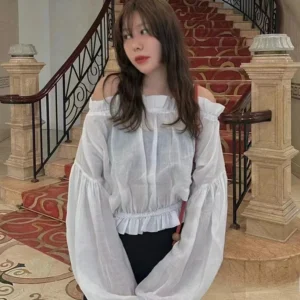 Women's Lightweight Sun-Protection Shirt, Lantern-Sleeve Summer Blouse